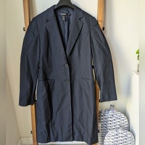 DKNY Women's Navy Long Blazer/ Trench Coat